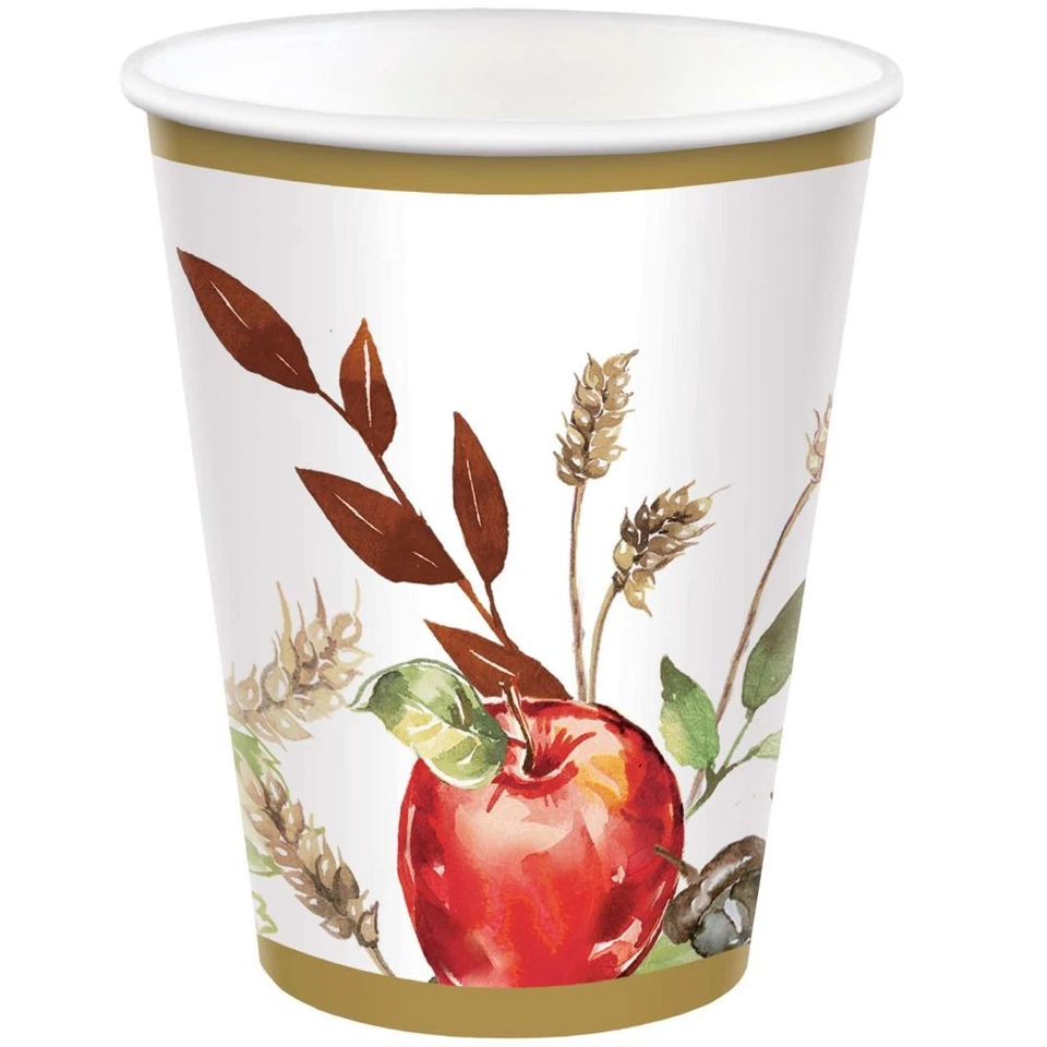 Thanksgiving Grateful Day 9 oz Paper Cups 18 Per Pack Fall Tableware Supplies - Image 1 of 1