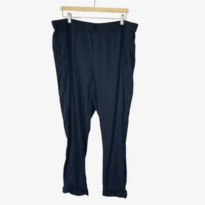 J Jill Pantalone Donna Elasticizzato Lino Pull On Polsini 2X Blu Comfort Coastal - Foto 1 di 11