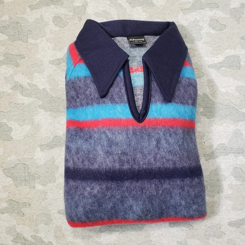 Vintage J.C. Penny Shirt Mens Large 42-44 Blue Striped Long Sleeve Super Soft - Image 1 of 4