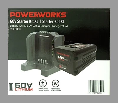 Powerworks Starter-Set XL / 60 V, 2 Ah Akku+ Ladegerät passend zu Greenworks