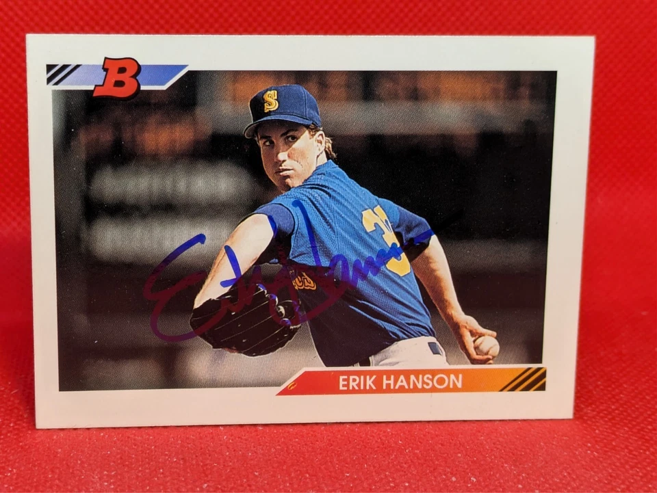 AUTOGRAPH on card: Erik Hanson 1992 Bowman #583 - Image 1 of 1