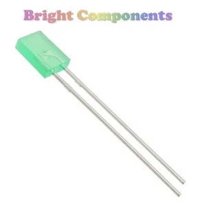 10 x LED verde difuso rectangular 2x5x7mm - Vendedor del Reino Unido - Imagen 1 de 1