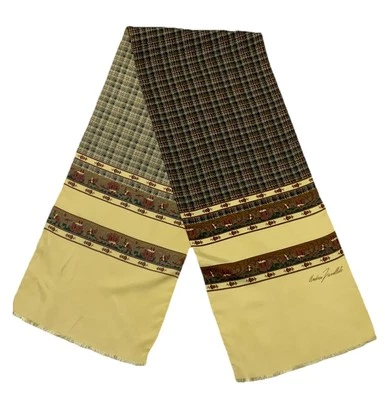 Andrea Zanellato all Yellow Silk W / Logo Print Vintage Men’s Ascot Scarf PEC - Image 1 of 4