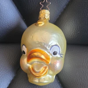 Bird Head Tweety Christmas Ornament Blown Glass Star Top Inge-Glas Germany Vtg - Picture 1 of 8