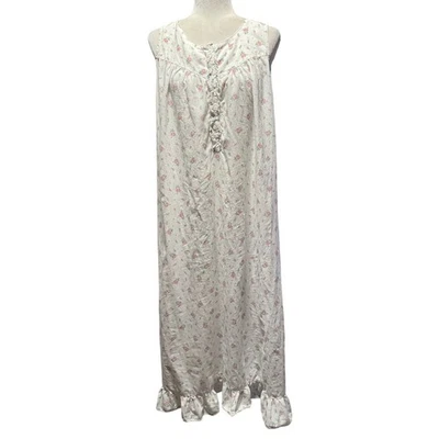 Camisola Laura Ashley Vintage Floral Algodão Macio, Bainha de Babado Extra Grande Fabricada nos EUA  - Imagem 1 de 4