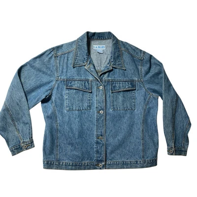 Chaqueta L.A. Azul Denim Talla 18/20W Jean Botón Mujer Algodón Foto 1 de 4