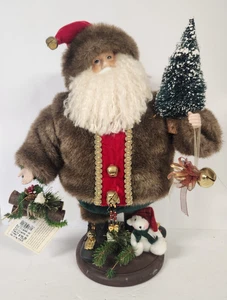 Vintage Forever Christmas By Chelsea Fair Woodland Santa Tree Wood Logs Large - Picture 1 of 20