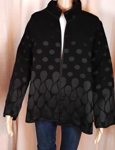 Markenlos Avantgarde Damen Med Cape Jacke Punkte Seitenschlitz Wende Lagenlook - Bild 1 von 19