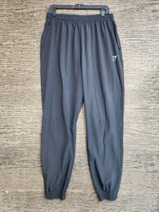 Gymshark Mens XL Black Elastic Drawstring Zip Ankle Tapered Leg Track Pants - Picture 1 of 6