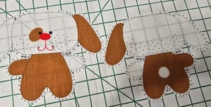 Vtg 70s Springs Mills COTTON FABRIC PANEL 8" DOG Puppy Brown Spot Pillows - Picture 1 of 5