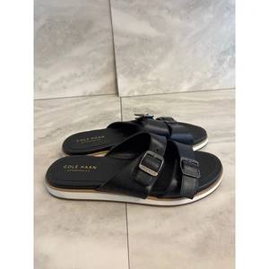 Sandalia deslizante Cole Haan Megan para mujer talla 7B correa ajustable de cuero negro - Imagen 1 de 7