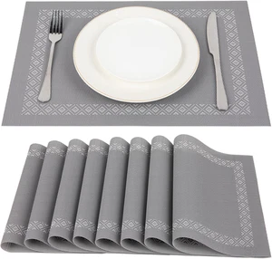 Tovagliette Americane PVC 45 X 30Cm Set 8 Pezzi, Grigio - Foto 1 di 12