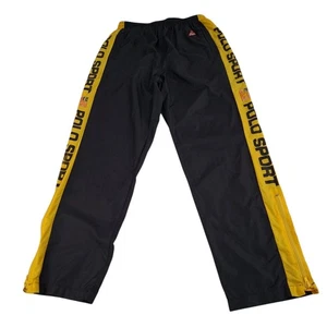 Polo Sport Ralph Lauren Vtg 90s Pants Mens XL Black Yellow Windbreaker Track - Picture 1 of 22