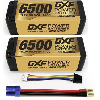 DXF 2PCS Performa Racing Graphene HV Lipo 6500 15.2V 140C Battery GOLDEN 5MM - Image 1 of 4