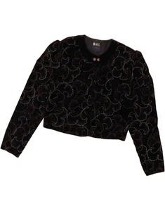 YOUR SIXTH SENSE Womens Bolero Jacket UK 14 Medium Black Floral Acetate AW06 - Picture 1 of 3