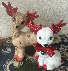 Vintage 80er Kimpelform Weihnachten Keramik Rentier Figuren gesteppt handbemalt 2 - Bild 1 von 10