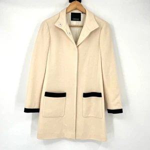 Carlisle Mantel mittellang Langarm Druckknopf einfarbig creme schwarz Wolle Damen Größe 2 - Bild 1 von 11