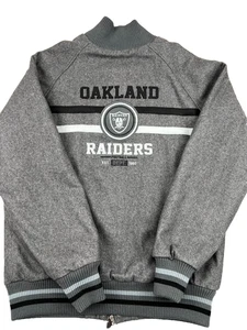 Chaqueta de fútbol americano NFL Pro Line Oakland Raiders para hombre XL gris lana cremallera completa - Imagen 1 de 14