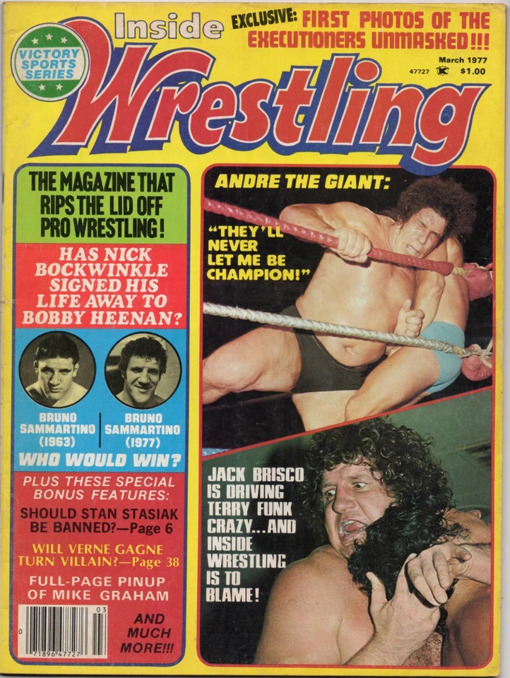 INSIDE WRESTLING MARCH 1977 MIL MASCARAS ANDRE BRUNO SAMMARTINO BOBBY HEENAN WWF - Image 1 of 1