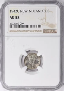 1942-C NGC AU58 Newfoundland 5 Cents - Picture 1 of 2