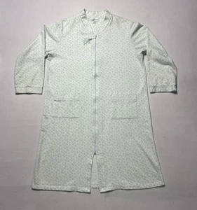 Miss Elaine Robe Med  Light Green Flowers Full Zip Pockets Lounge- EUC - Picture 1 of 13