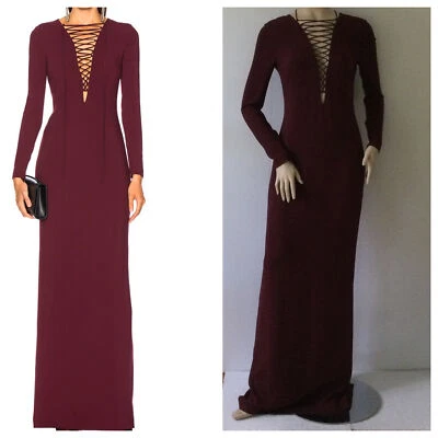 NOVO VESTIDO DE MANGA COMPRIDA STELLA MCCARTNEY Bordeaux com cadarço frontal (tamanho 38)-$2.985 - Imagem 1 de 4