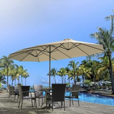 Paraguas de patio de doble cara de 15x9 pies para mercado al aire libre paraguas mesa grande Foto 1 de 4