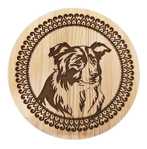 Wooden Coaster gift set of 4 with Holder "Australian Shepherd" MDF Melamine 6mm - Picture 1 of 6