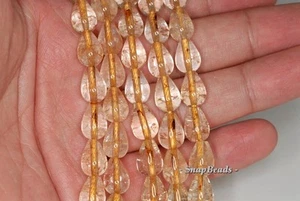 12X8MM CITRINE QUARTZ GEMSTONE TEARDROP LOOSE BEADS 7.5inch - Picture 1 of 4