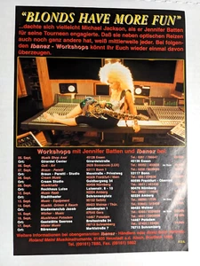JENNIFER BATTEN / MICHAEL JACKSON / IBANEZ GUITARS WORKSHOPS MAGAZINE PRINT AD - Picture 1 of 3