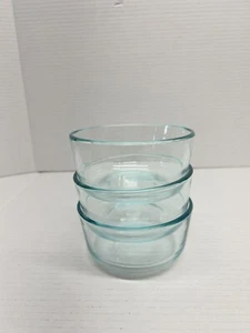 Pyrex 2 Cup 470 ml Glass Blue Tint Prep Bowl Ramekin Lot Of 3 - Picture 1 of 5