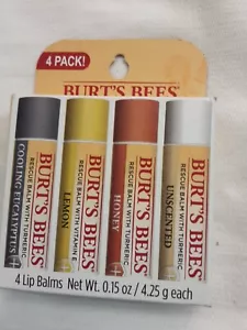 Burt's Bees 4 Pk Pack Unsented, Honey, Lemon, Cooling Eucalyptus - Picture 1 of 2