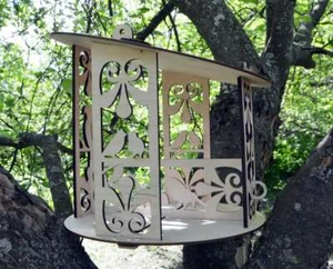 Large 30cm Wild Bird Hanging Feeder, Wooden Native Garden Bird House, Great Gift - Picture 1 of 3