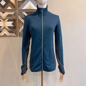Icebreaker Women’s Blue and Grey Merino Wool Full Zip Jacket Sweatshirt Small - Picture 1 of 8