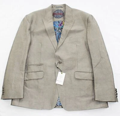 $790 Robert Graham Blazer Men's 48 Reg 48R Linen Metal Buttons Stone Beige NEW - Image 1 of 4