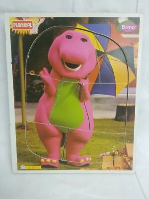 1996 Vintage Barney Purple Dinosaur Wood Jigsaw Puzzle Playskool 7 Piece 324-06  - Image 1 of 3
