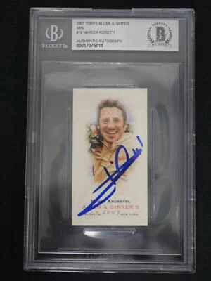 2007 Topps Allen & Ginter #NNO Mario Andretti Mini #19 BAS Authentic Auto - Image 1 of 2