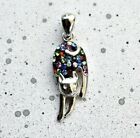 Sterling silver cat pendant adorn with Preciosa crystal plating with Rhodium