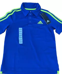 Adidas Boys Polo Short Sleeve Shirt  (ROYAL BLUE /YELLOW  , S 8/10) NWT - Picture 1 of 4