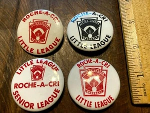 Collection 4 Roche-A-Cri Little League Baseball Button Pinback Wisconsin 1960's - Picture 1 of 2