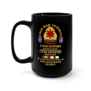 Taza negra 15 oz - Ejército - Veterinario de la Guerra Fría - 172o Soporte Bn, 172o en Bde - Ft Richa - Imagen 1 de 2