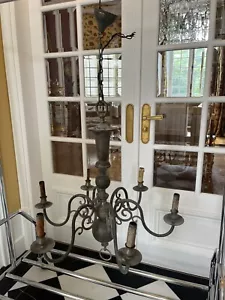 Großer antiker flämischer Messingkronleuchter 6 Arm H105 cm W72 cm - Bild 1 von 9