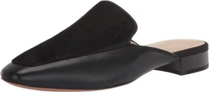 Cole Haan Perley Black Leather Suede Squared Toe Slip On Classic Mules Shoes - Picture 1 of 6