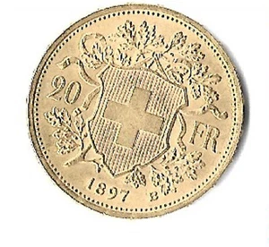 20 Franken Vreneli Gold 1897, Auflage nur 400.000 und Kapsel - Bild 1 von 2