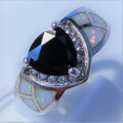 GORGEOUS WHITE FIRE OPAL/MYSTIC TOPAZ  SIZE  "Q" - Image 1 of 4