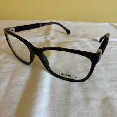 CHANEL Eyeglass Frame 3262 c. 1443 Black Sparkly w/Velvet Arms -- made in Italy - Image 1 of 4