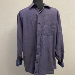 Johnston & Murphy Mens L Geometric Pattern L/S Button Down Shirt Flip Cuff - Picture 1 of 9
