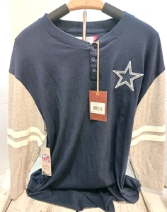 Dallas Cowboys NFL Mitchell & Ness Throwbacks T Shirt XXL NWT 3/4 Sleeve Henley - Picture 1 of 9
