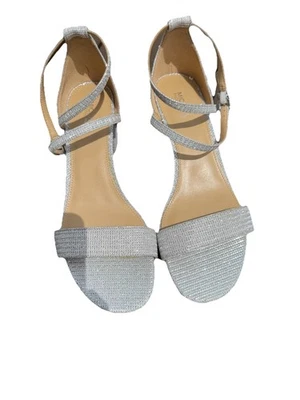 Michael Kors Women's Sz 8 Serena Flex Dress Sandals Silver Glitter Bridesmaid - Image 1 of 4