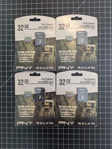 PNY 32GB Trail Cam MicroSDHC Memory Cards w/Adapter Four 1-packs - Picture 1 of 3